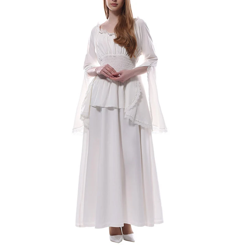 

Medieval White Dresses with Long Sleeve Dresses Stage Dance Opera Dresses Halloween Party Dresses for Women Prince Cos Clothes