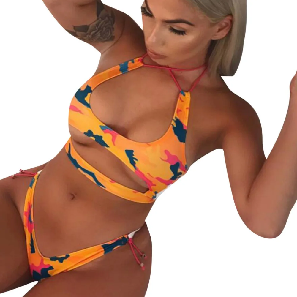 2019 Women's ethnic print straps bikini set summer bikinis sexy swimwear push up Quick drying bikinis e fatos de banho 40J10 (26)