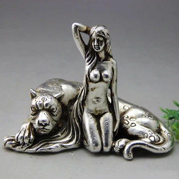 

Collection Chinese Brass Carved Beauty Women And Beast Exquisite Small Statues
