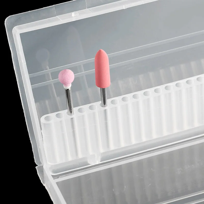 

20 Slots Storage Box Plastic Display For Nail Drill Bit Files Acrylic Clear Holder Electric Machine Burrs Manicure Accessory