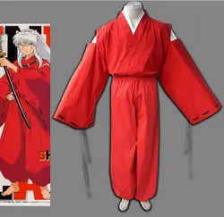 Новый INUYASHA Ярко-красный кимоно костюм Косплэй форма 4 Размеры Бесплатная доставка