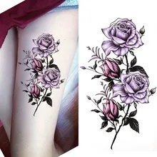 Солнечных очков чёрный цветной цветок для боди-арта Водонепроницаемый временные тату татуировки Роза для женщин быстро Исчезающие тату наклейки 10*20 см KD1145