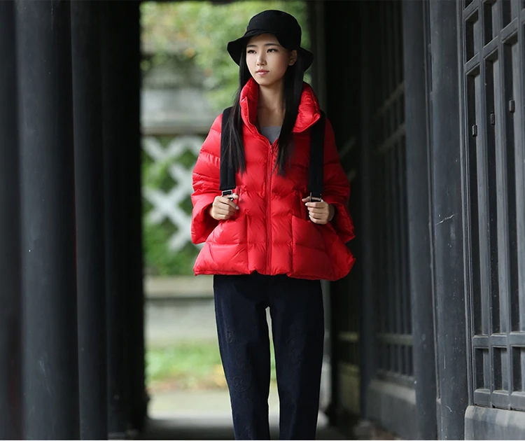 

2018 winter new short paragraph women down jacket loose large size solid color quality white duck down