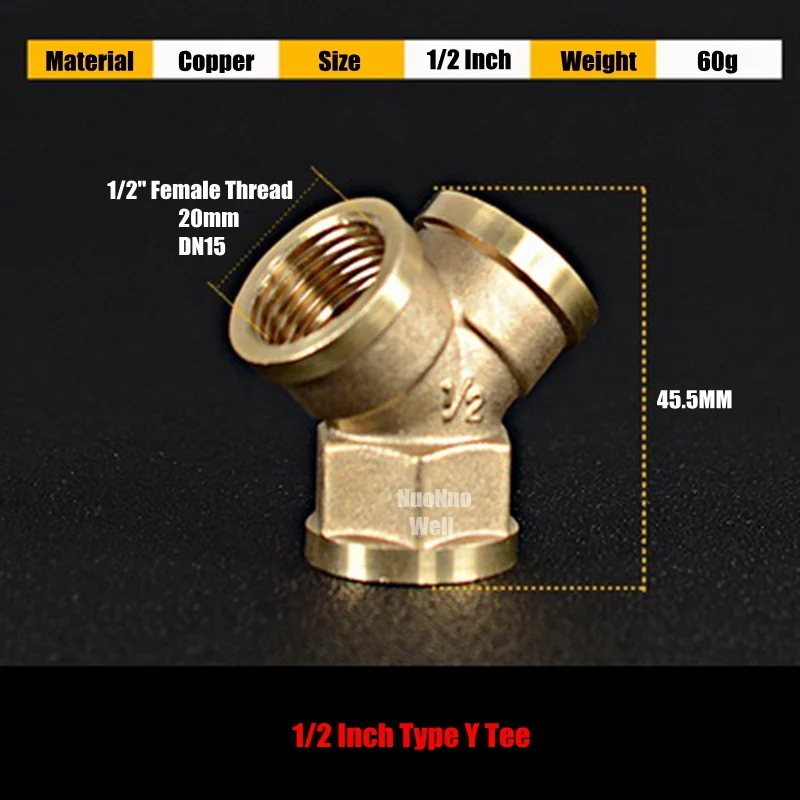 3 шт. 1/" медный крестообразный СОЕДИНИТЕЛЬ 4-Ways/Тип Y тройник/угловой тройник соединитель, кран гидроклапан для воды Солнечный нагреватель фитинги для подогрева пола - Цвет: Type Y Tee