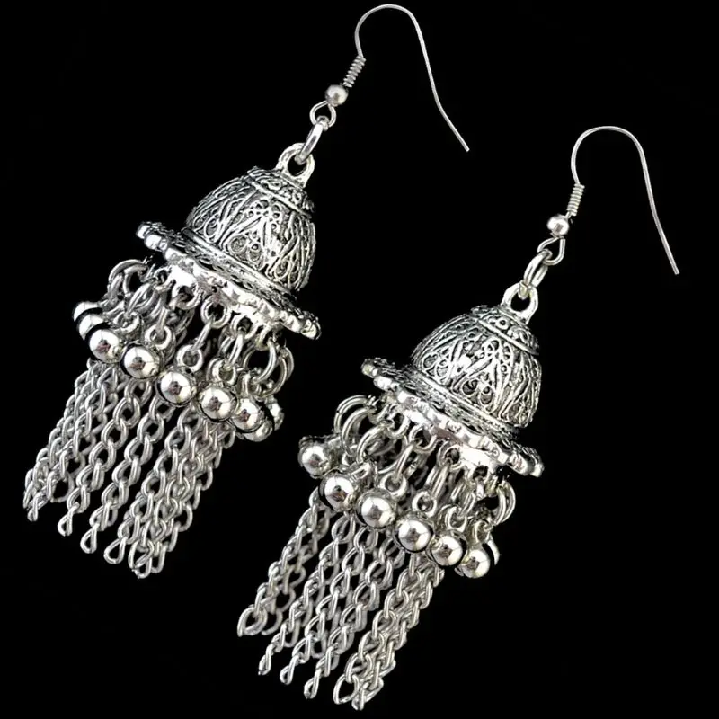 Индийской уникальный Ethenic серьги в стиле bollywood ювелирные изделия Jingle Bell Jhumka