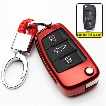 

TPU Car Key Cover with PU Leather Braid Woven Key Ring For Audi A1 S1 A3 S3 A4 A6 RS6 TT Q3 Q7 A4 Cabriole Allroad R8 S6 SQ5 RS4