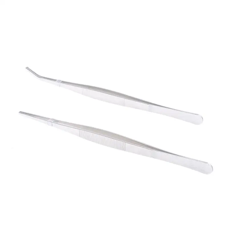 

WINOMO 2pcs Stainless Steel Tweezers Straight And Curved Tweezers Practical Nippers For Spider Lizards Snakes