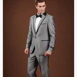Новые Блестящие Светло-серый джентльмен тонкий Бизнес Для мужчин костюм TERNO Slim Fit Свадебные Жених Для мужчин S Костюмы официальная