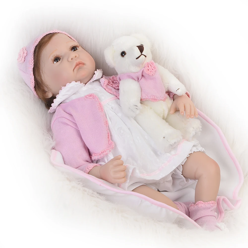 

Handmade 22'' Soft Silicone Reborn Baby Dolls Educational Toy For Girl Lifelike Princess Baby Dolls As kids Birthday Xmas Gifts