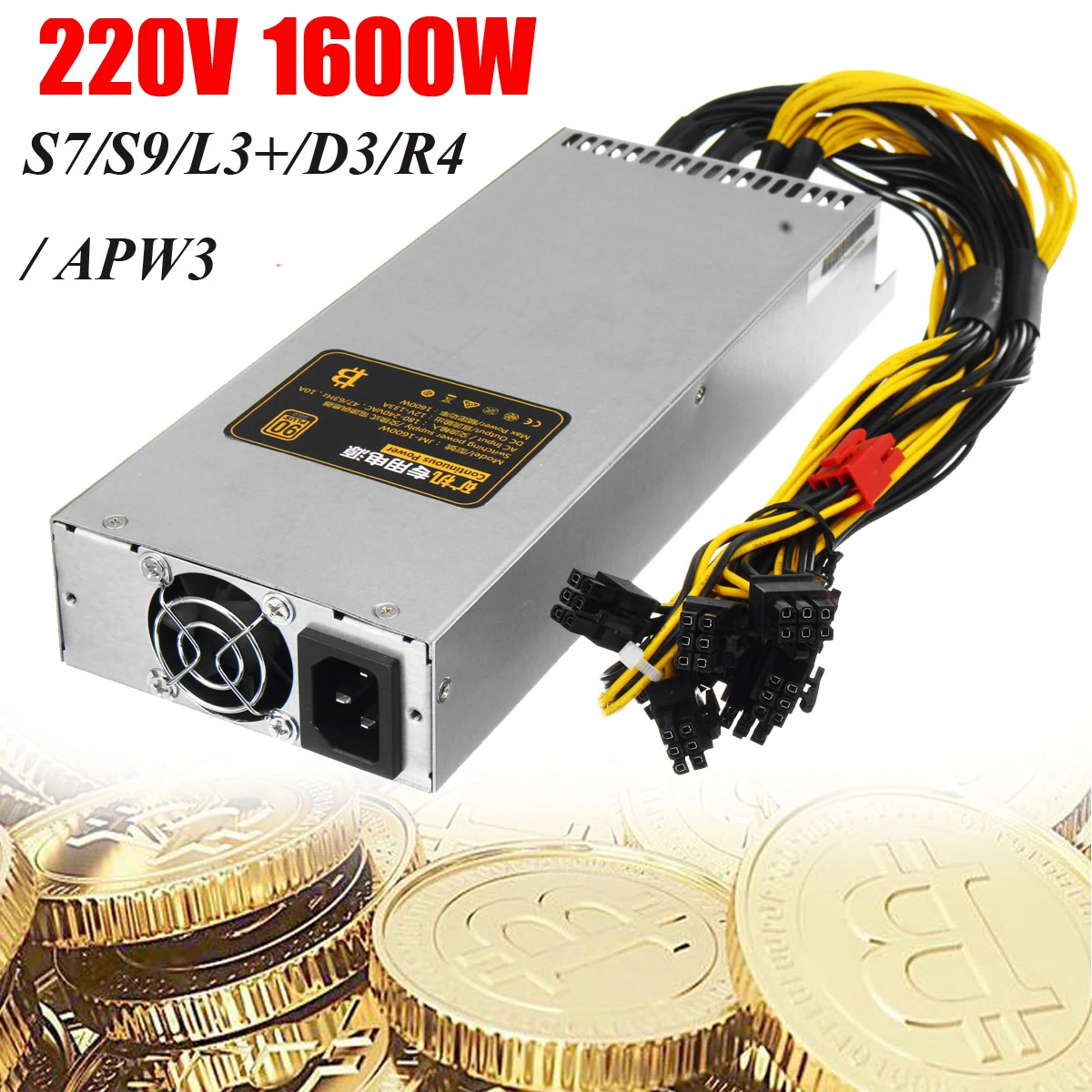 

New 220V 1600W Power Supply 6Pin PCI-E 95% for Mining Machine For Antminer S9 S7 L3+ D3