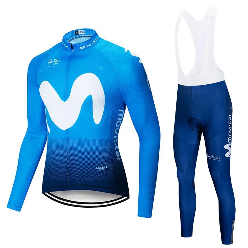 

2019 TEAM Movistar long sleeve cycling jersey set bib pants cycling clothing bicycle clothes MTB BIKE jersey men clothes