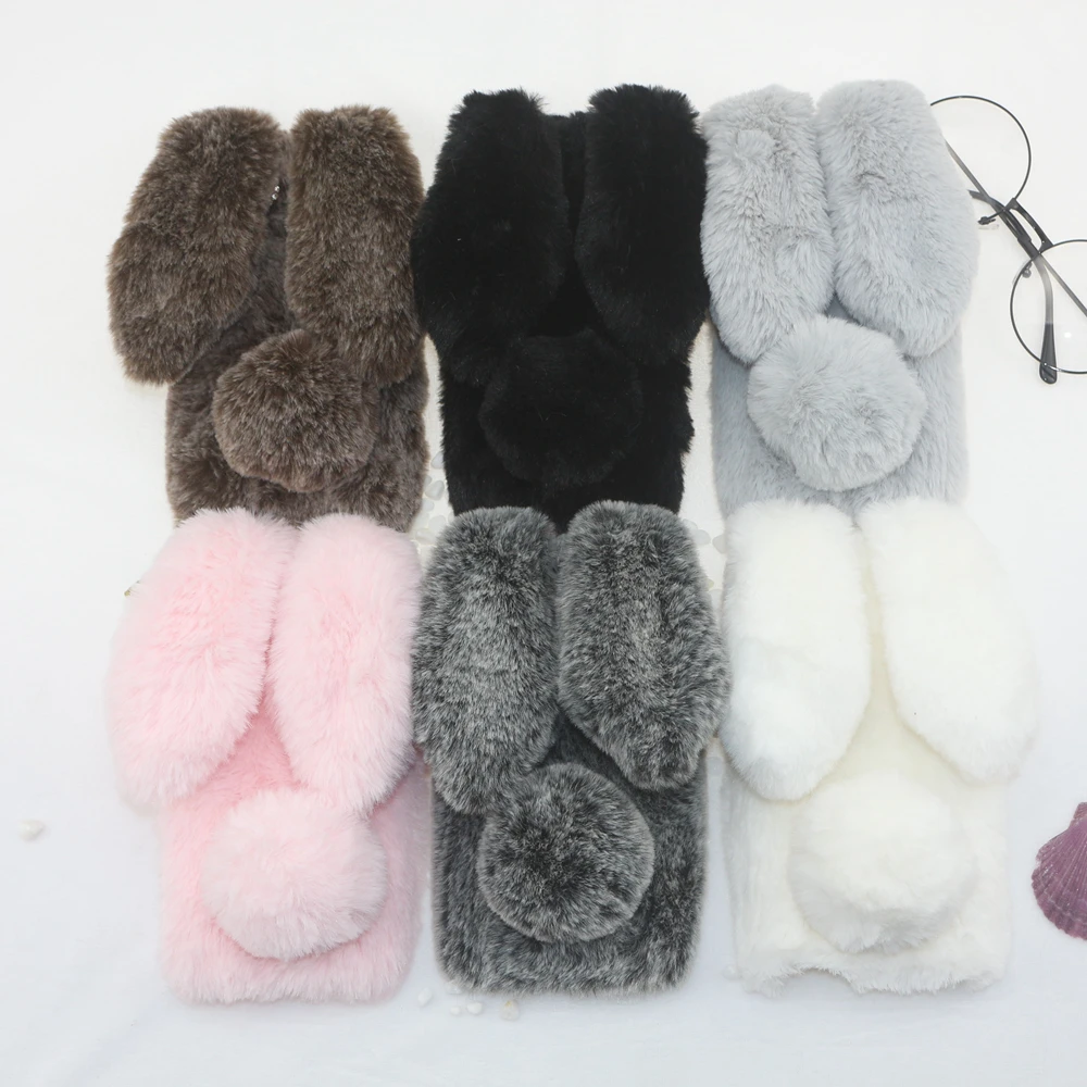 

For Huawei Y5 2018 Case 3D Cute Rabbit Ears Tail Warm Fur Soft TPU Fundas Cover Coque Plus For Huawei Y5 2018 Phone Capa Shell