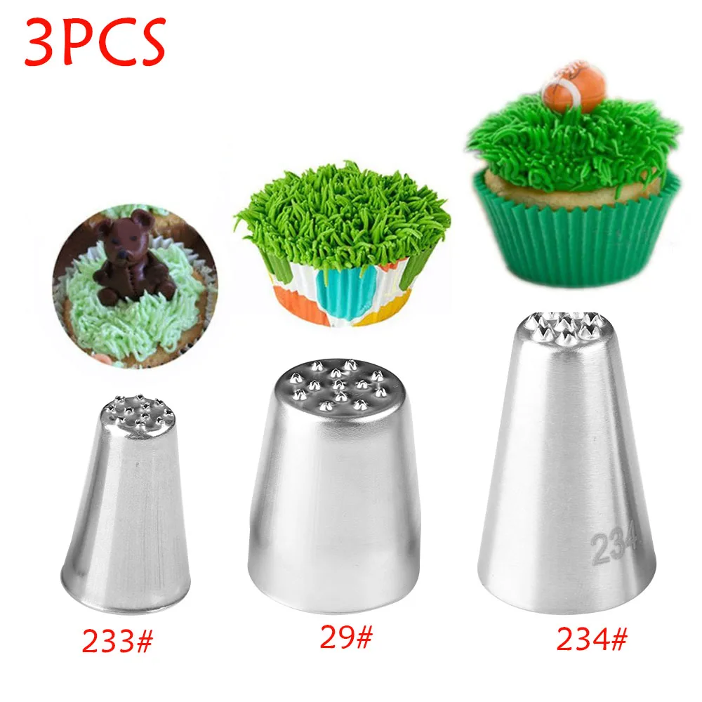 

1/3PCS Grass Ice Cream Cake Decoration Tips Set Easter Party Pastry Tools Stainless Steel Piping Icing Nozzle Cupcake Head