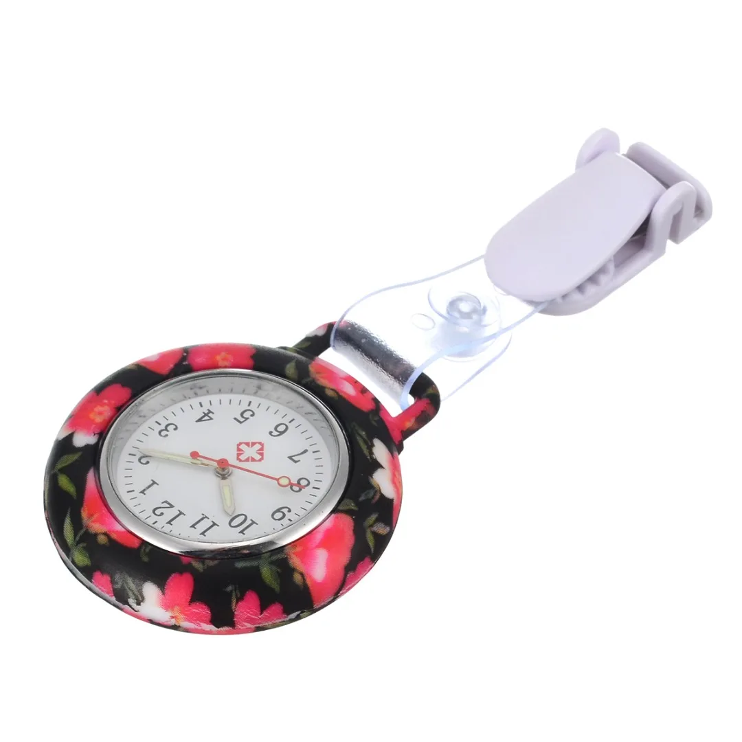 Shellhard 1 pc Мода Повседневное Этническая Цветок Силиконовые часы медсестры es 4 стиля Брошь Брелок кварцевые карманные Круглый циферблат часы