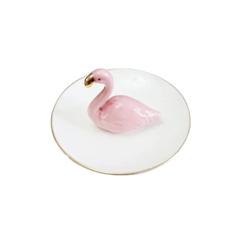 Stereoscopic Flamingo Decorative Dish Plate Jewelry Dish (3)