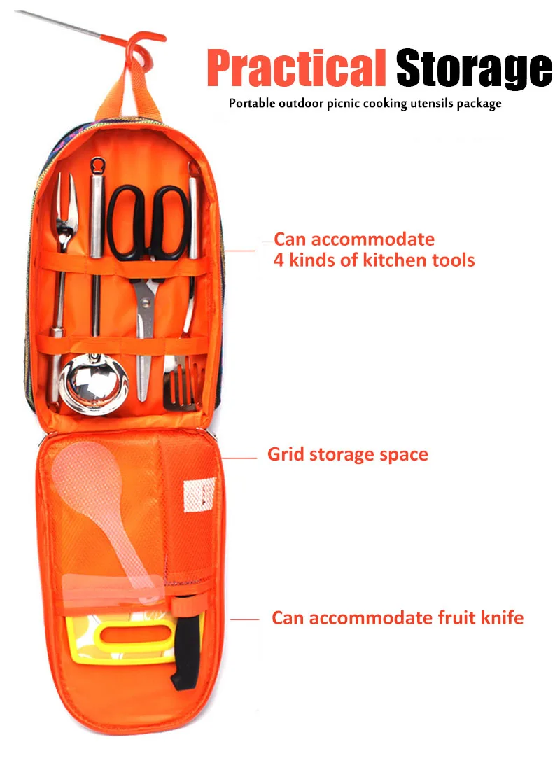 Походная корзинка для завтрака, сумки для пикника, портативная складная столовая посуда, ложка, вилка, нож, инструменты для приготовления пищи, сумка для ланча