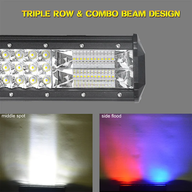 Светодиодный светильник 5 режимов 20 дюймов 288 Вт трехрядный двухцветный светодиодный светильник 12 в 24 в дневной ходовой противотуманный светильник s для Ford Focus 2 ATV SUV