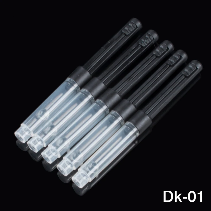5PCS Plastic Transparent Tube Body Fountain Pen Converter Taking Ink Cartridges Refills Push