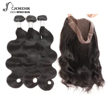 Joedir Pre-Colored 360 Lace Frontal With Bundles Remy Brazilian Body Wave Human Hair Weave Lace Frontal Closure With Bundles