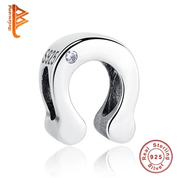 

BELAWANG Authentic 925 Sterling Silver Alphabet Letter U Charm Bead Fit Bracelets Necklaces Original Jewelry Accessories
