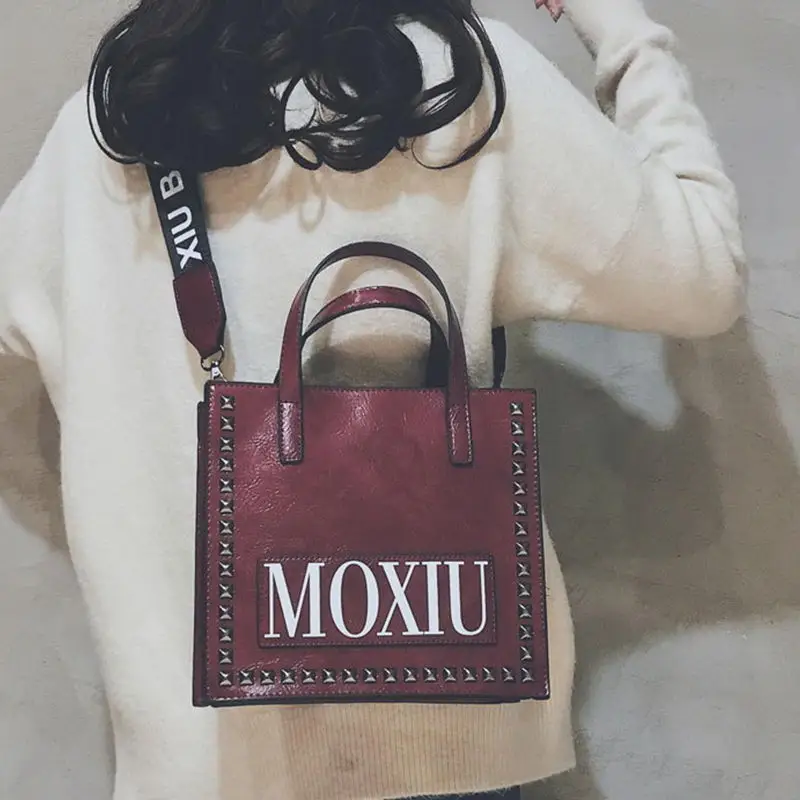 Beste Diinovivo Punk Klinknagel Designer Vrouwen Tas 2019 Pu Lederen Handtas Fashion Reizen Brief Tote Crossbody Schoudertas WHDV1008