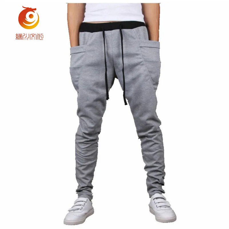 

2017 Spring Autumn Men's Harem Joggers Pants High Quality Casual Sweatpants Elastic Waist Low Harem Pants