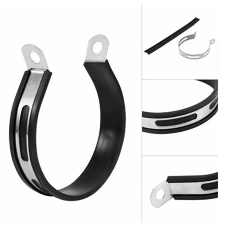 1pc Carbon Fiber Holder Clamp Fixed Ring Support Bracket for Motorcycle Exhaust Pipe Muffler