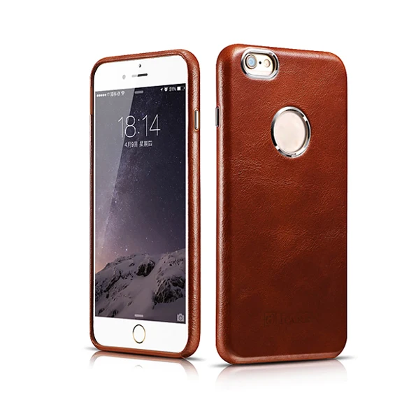 ICARER Luxury Simple Stylish Back Case for iPhone 6s 6 Genuine Leather Vintage Protective Case