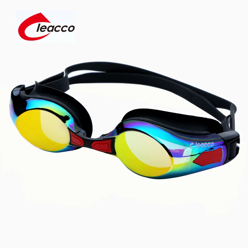 Leacco Anti Fog Swimming Goggles Prescription Mirrored Waterproof Swim