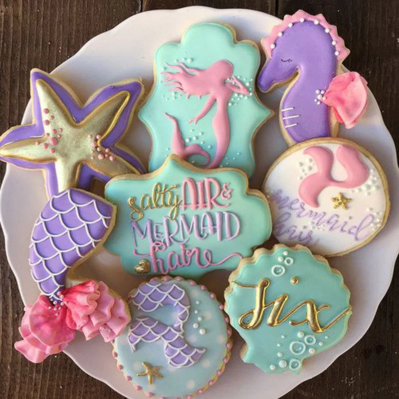 3pcs starfish shell sea horse cookie cutter mermaid under the sea party decoration Stainless steel biscuit mold girl birthday