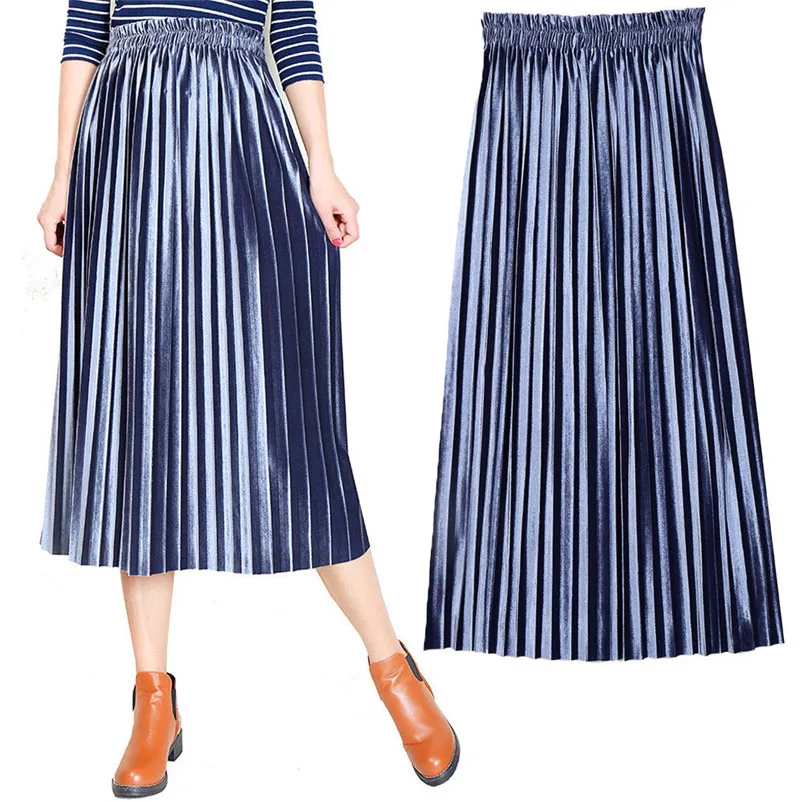 NEW Fashion 2018 Summer style skirts womens Pleated Skirt Vintage High Waist straight Skirt Long Skirts Femme Saia Y05#N (13)