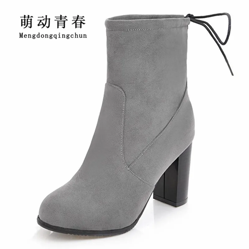 

Hot Women Autumn Winter High Heels Boots 2018 Fashion Women Pointed Toe Lace Up Boots Sexy Ladies Women Ankle Boots Plus Size