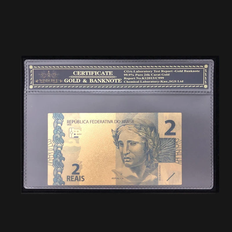 Лучшие товары для бразильских банкнот 2 реальных доллара Банкнота с КоА-рамкой для коллекций валютных ремесел