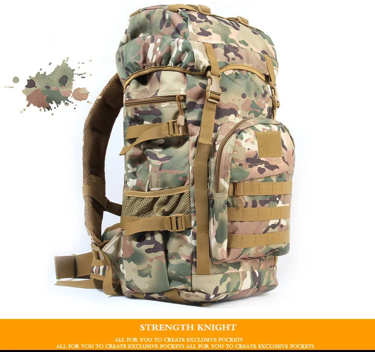 Mochila de Acampamento Viagem dos Homens 50l ao ar Livre Militar Tático Grande Capacidade Bolsas Montanhismo Bolsa Caminhadas Mochila Mod. 1257083 6 High Quality Esporte e Lazer
