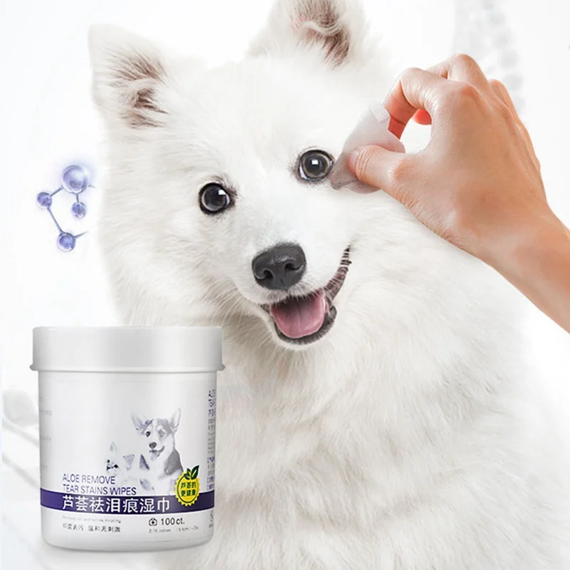 

100pcs/set Pet Eye Wet Wipes Cat Dog Tear Stain Remover Gentle Non-intivating Cleaning Paper TowelsGrooming Cleaning Wipes