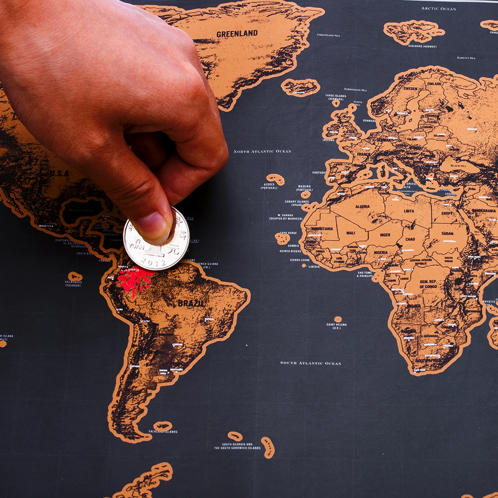 

Luxury Edition Black Scrape World Map Deluxe Travel Scratch World Map Travel Map Poster Scratch Off World Map Gift for Traveler