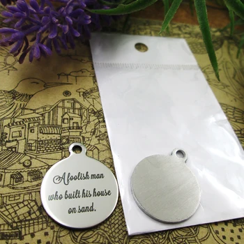 

20pcs--"Let the dead bury their own dead." stainless steel charm more styles for choosing DIY Charms Bible gold sentence