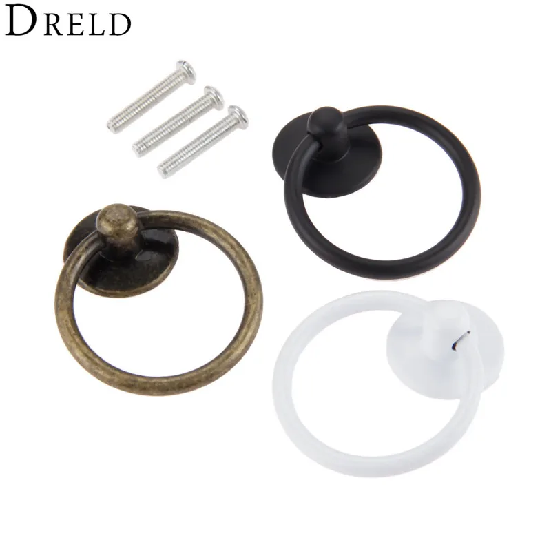 DRELD 44*52 ملليمتر خمر حلقة مستديرة الأثاث الباب مقبض سحب سبائك مجلس الوزراء تسريحة مقابض أدراج مقبض ل خمر مجوهرات مربع
