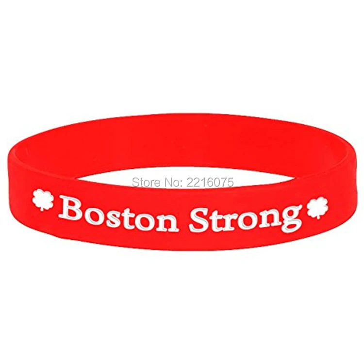 Boston Strong Silicone Red Wristband with White Print