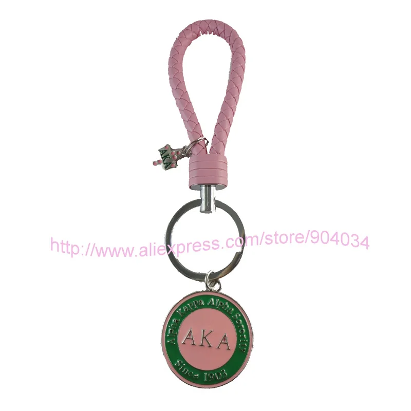 

AKA Ivy leaf Since 1908 keychain Fashion Braided Leather Tag Keychain Car Keychain auto Keyring
