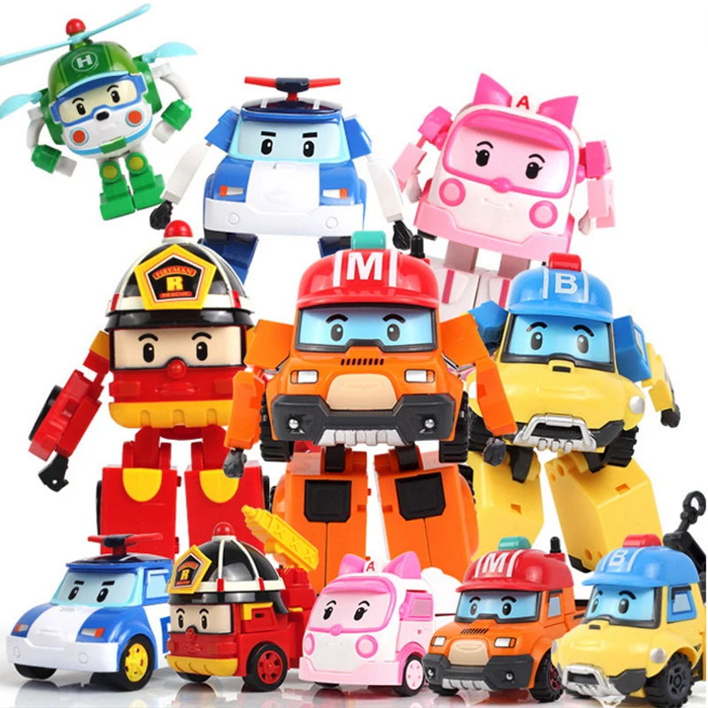 

Puzzle Children's Toy Q Edition Korean Hand Polly Transformed Police Vehicle Polly Suit Robot POli Team