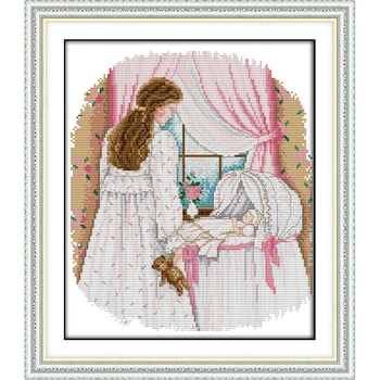 

Joy Sunday Mother's Love 2 Chinese Cross Stitch Kits Ecological Cotton Stamped Printed 14CT 11CT DIY Wedding Decoration For Home