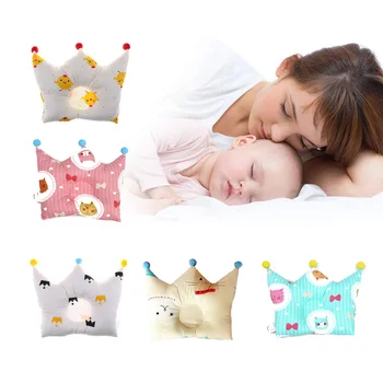 

Cotton Baby Pillow Crown Infants Shaping Pillow Cartoon Toddler Kids Positioner Anti Roll Cushion Flat Baby Head Protection