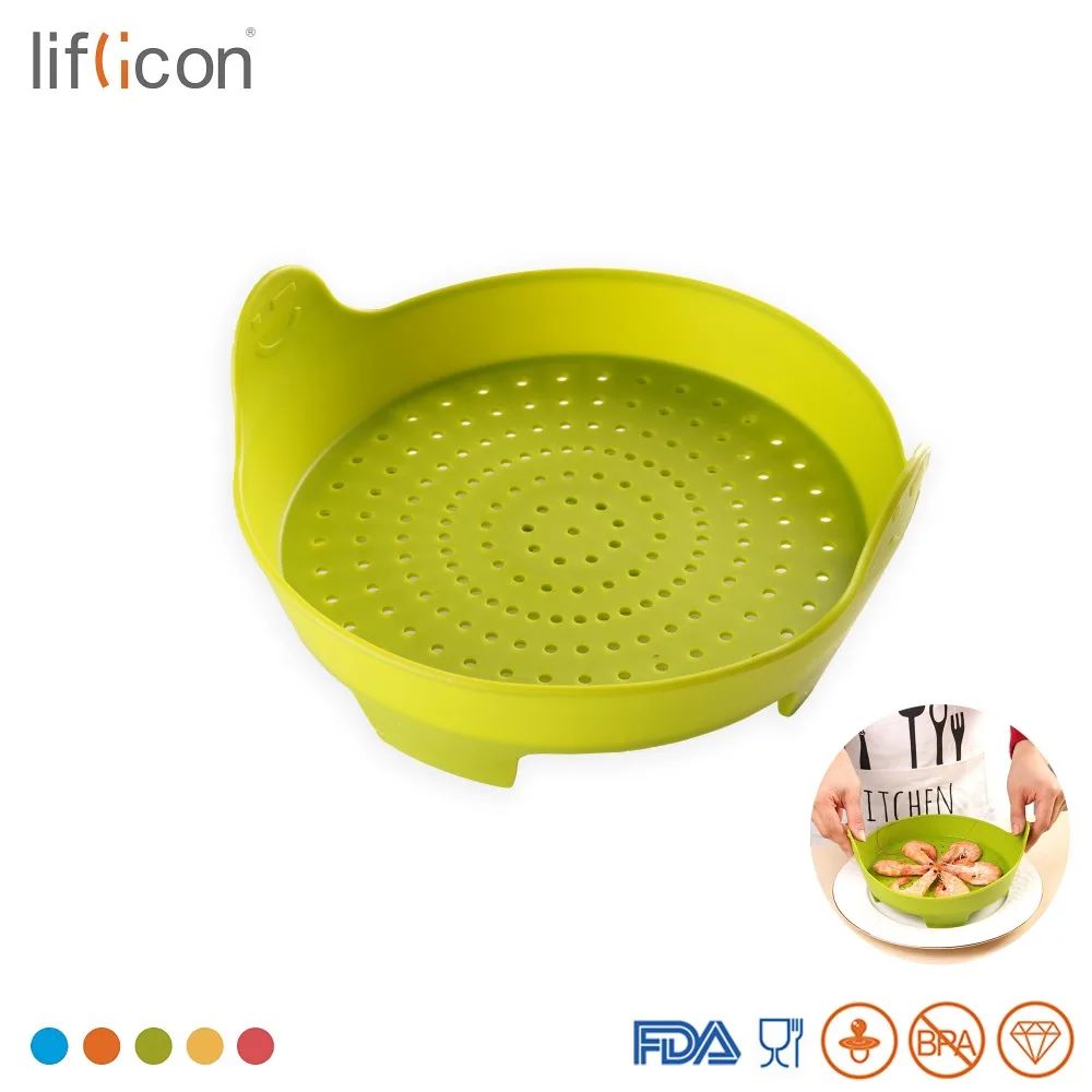 Liflicon Home Kitchen Food Steamer for Vegetable Fish Meat Microwave Steamer Heat Resistant Silicone Cook Tool