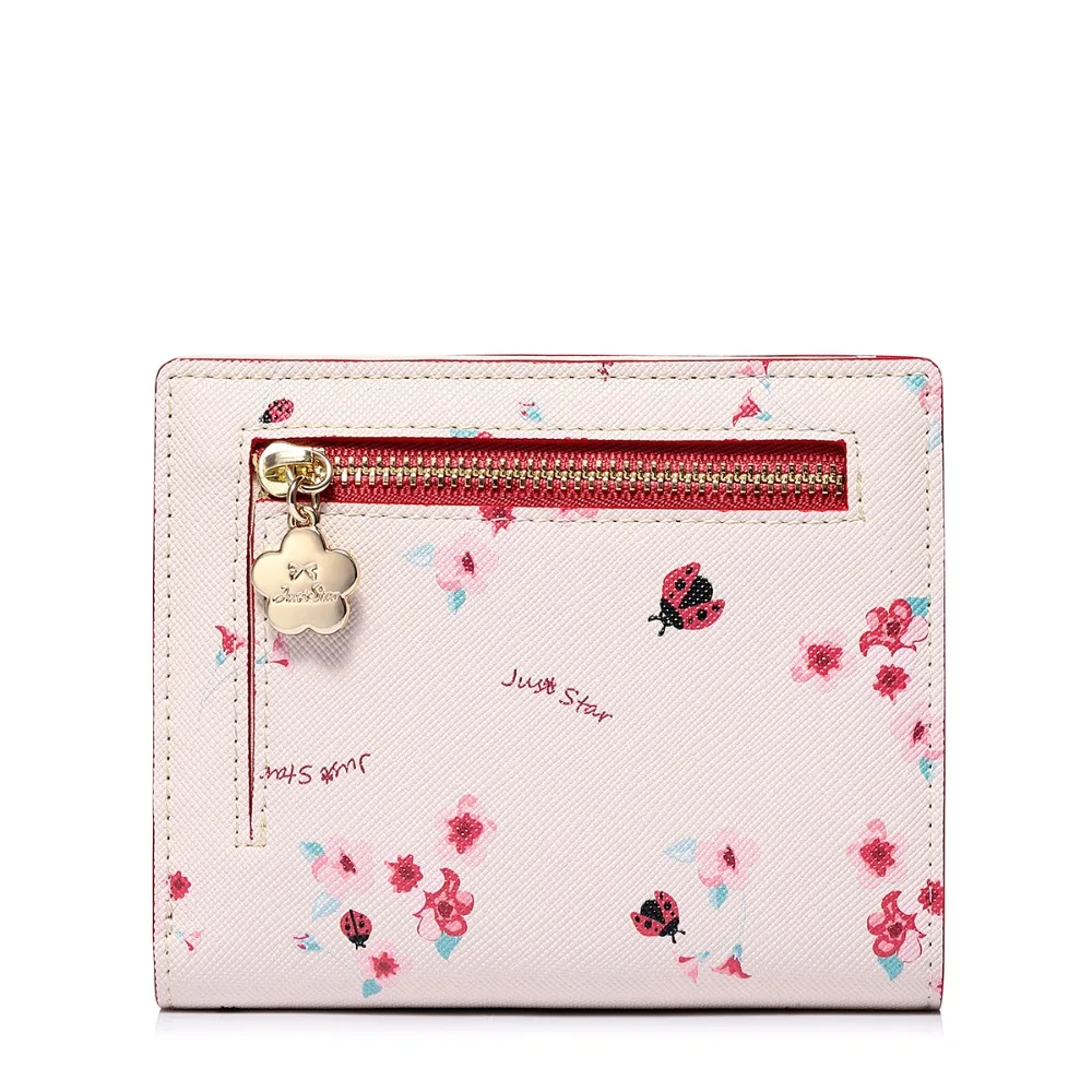 Кошелек JUST STAR Женский кожаный с цветком романтичный розовый весенний|wallet card