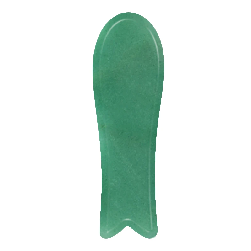 Прямая Jade Gua Sha массажер для лица Guasha натуральный зеленый нефрит соскабливающая доска Jade Guasha массажный инструмент Gua Sha камень - Цвет: Fish-Shape