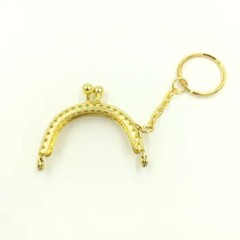 

25Pcs DIY Gold Plated Coins Purse Bag Clutch Arch Frame Kiss Clasps Clips Lock Handle with Key Ring 5x4cm