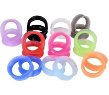 1 paire Silicone souple mince Double évasé bouchons d'oreille Tunnel de chair jauge d'oreille extenseur civière boucles d'oreilles Piercing d'oreille(China)