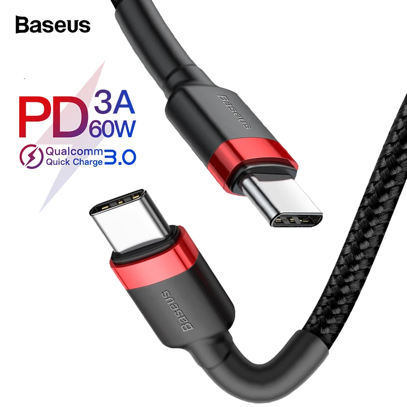 

Baseus USB Type C Cable to USB-C Cable PD USBC Fast Charger For Samsung S10 S9 Xiaomi mi 9 8 Quick Charge 4.0 USB C Type-c Cable