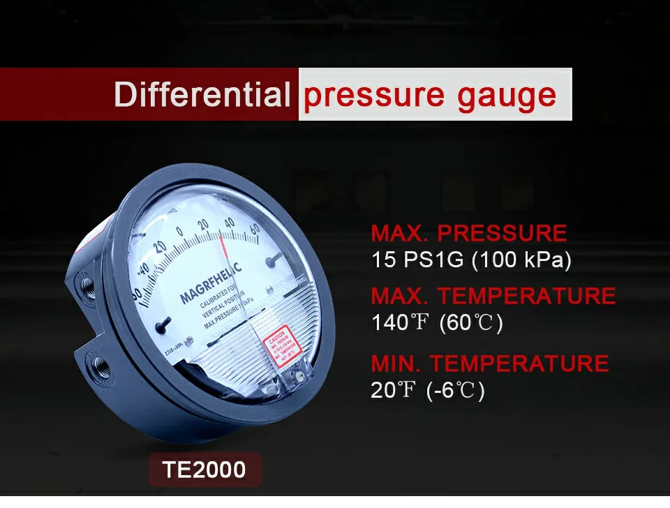 Дифференциальный Манометр 1/" NPT измеритель давления воздуха барометр положительное давление отрицательное давление(вакуум) Диапазон измерения